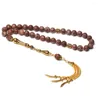 Strand Muslim Rosary Sunset Stone Misbaha Gold Color Metal Islamiska bönpärlor Arabiska modetillbehör Tasbih Tasbeeh Sibha gåvor