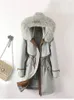 Trench Coats pour femmes Trois usurs parka fourrure à mi-longueur détachable Doublure intérieure coton tabouret de coton Living Living Plus taille 3xl Vêtements d'extérieur