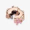 New Arrival 925 Sterling Silver Pink Daisy Spacer Clip Charm Fit Original European Charm Bracelet Fashion Jewelry Accessories 253l