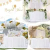 Jupe de table blanche en mousseline de soie, nappes transparentes pour jardin, mariage, fête d'anniversaire, fête prénatale, gâteau, fournitures de décoration douces 231225