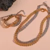 Orecchini di collana set di orologi in tessuto a mano Bracciale a catena 18K Gioielli placcati in oro 316L Acciaio inossidabile per le donne Accessori