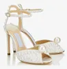 Élégant mariage de mariée Azia femmes sandales chaussures avec perles ornées de bretelles croisées Sacora talons hauts Lady Gladiator Sandalias EU35-43, avec boîte