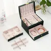 Multifunctional Threelayer Leather Drawerstyle Jewelry Box Earrings Lock Necklace Ring Storage for Women Gift 231225