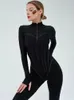 Mozision outono sexy bodycon playsuit feminino macacão o pescoço manga curta zíper bodysuit feminino elegante magro playsuits macacão 231225