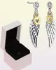 Angel Wings Stud Earrings 100% Sterling Silver Plated 18K Gold with CZ Diamonds for Womens Stud Earrings with Box2760294