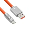 USB-A till USB-C Liquid Silicone Cable 120W 6A Super Fast Charge PD Typ C Cord Ultra Soft USB2.0 Data Orange Cable Fast Charge For Laptop Tablet Telefon