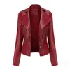 Women Leather Coat Spring Autumn Long Sleeved Faux Leather Jacket Female Punk Outwear Ladies Biker Moto Outwear Rivet