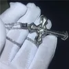 Vecalon Big Cross Pendant 925 Стерлинговое серебро 5A Циркон Свадебные подвески с ожерельем для женщин мужской ювелирные изделия295U