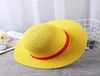 Wide Brim Hats 31cm Anime Cosplay Luffy Straw Hat Japanese Cartoon Props Cap Yellow Neck String Sunscreen One Piece9325308