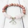 MG0513 NOWOŚĆ PROJEKTOWA Bransoleta Chakra Matte Rose Rose Quartz Rhodonit Bransoletka Lotus Yoga Bilans Biżuteria Whole308Q