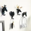 Résine animaux tête autocollant crochet mur décoratif cintre pour porte cuisine sac sac à main patères porte-clés décor 231225
