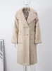 Fur Leather Lambswool Double Coat Women Fleece Thick Warm Breasted Female Long Jacket Autumn Winter Lapel Lady Overcoat 231225