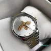 Montre de Luxe Luxo Relógios de Sobes de Snake Bee Relógio 38mm 28mm Caso de prata masculino Women Designers Relógios Quartz Moda W249P