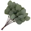 Decorative Flowers 12 Pcs Fake Eucalyptus Leaves Plant Ornaments Tree Artificial Stems Plastic Birthday Decoration For Girl