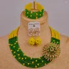 Halskette Ohrringe Set Swell Armee Grün und Orange Kostüm Afrikanischer Schmuck 5SZ-02