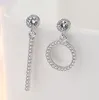 Boucles d'oreilles Stud Real D Color Moissanite Asymétrique Cercle Stick Earge pour femmes 925 STERLING SILPS Sparkling Lab Diamond Wedding Bijoux