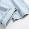 American cat whisker torn jeans Mens patch Worn slim fit Small straight sleeve Casual dad Long pants Autumn and winter 231222