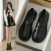 Lady Dress Shoes Black Little Leather For Women's British Style Spring Autumn mångsidig JK Lazy Flat