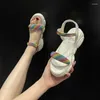 Sandals Shoes для женщин 2023 Соответствует цвету женская мода Crystal Casual Peep Toe Flat