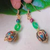 Boucles d'oreilles en peluche malachite jadéite népals nèfle trads oreille 18k Gold Halloween l'année de vacances de l'année de la fête de la fête