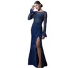 Gorgeous O-Neck Evening Dresses with Feather Sleeve Sequin Beaded Formal Gown High Side Split Special Occasion Dress