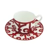 Keramisk biffplatta kaffekopp och fat ben porslin servis uppsättning västerländsk matbricka rött mönster 201116219d