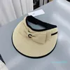 바이저 럭셔리 여성 여름 패션 브랜드 디자인 편지 자수 보우 노트 인쇄 빈 조정 가능한 모자 여름 여가 야외 스포츠 선샤이드 선 모자