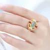 Cluster Rings Rectangular Natural Hetian Jade Drop-shaped Southern Red Tourmaline Hollow Lace Embellishment Opening Adjustable Ladies Ring