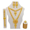 Oorbellen ketting 24k Dubai gouden kleur sieraden sets voor vrouwen dubbele laag ringen bruids Afrikaanse bruiloft vrouw geschenken 289B