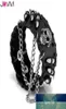 Jo 1x мужские браслеты металлический байкерский черный широкий пуля череп шиповая цепочка из воловьей кожи браслет в стиле панк-рок регулируемый браслет F3334149