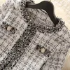 Herbst Frauen Tweed Jacke Hohe qualität Langarm Kleine Chic Strickjacke Weibliche Koreanische Kurze Elegante Woll Mantel frau 231225