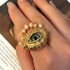 Frauen Vintage Augen des Dämons Ohrring Ring Cosplay übertrieben trendige Ohrringe Stil imitierte Perle Mädchen zarte Quasten Schmuck 231225