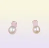 Bear Mini Color Earrings Stud i silver med Rose Quartite och Pearl Bear Jewelry 925 Sterling Andy Jewel 91543369083808646413215