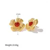 Boucles d'oreilles en peluche et personnalité rouge vert rouge pierre naturelle en eau douce goutte de perle 18k plaque d'or boucle d'oreille pour femmes femme