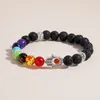 Strand oaite 8mm 7chakra bracciale maschio vulcanico lava fatima perline perline di meditazione di guarigione in pietra di pietra in pietra in pietra