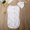 Śpiwory 2PCS Soft Baby Swaddle Muzel Muzawski Śliczne zwierzę nadrukowane nowonarodzone niemowlę śpiwory śpiwory zamek błyskawiczne koc+kapelusz 231225