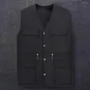 Мужские жилеты мужской жилевой пиджак плюс размер работы Многократные карманы расслабленная посадка внутренней общей уличной одежды