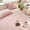 Korean Style Quilted Double Bed Cover and Pillowcase 100% Cotton Ruffles Comfortable Queen Size Bedspread Set Soft Home Coverlet 231222