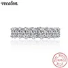 VECALON INTLURO PROMECIMENTO DE PROMECIMENTO 925 STERLING SLATER TIGAGEG ANEL Oval Cut Diamond Banding Band Rings For Women Jewelry Gift260W