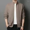 Chandails masculins 2024 Spring and Automne Coat Couleur Couleur Stretch Cardigan thermique Pull à col roulé