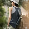 Kvinnors tankar Maden-Women's Japanese Casual Tank Tops Sticked Loose O-Neck Vest Sexig ärmlösa t-shirts Backless Summer 2023