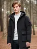 Men's Sweaters Stylish Solid Down Jacket With Pockets Warm Hooded Top For Winter City Walk Street Hanging Outdoor Activities
