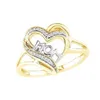 Nouvelles femmes Fashion en forme de cœur Love Mum Ring Two Tone Gold Silver Mom personnage de diamant bijoux de bijoux familial cadeau d'anniversaire pour Moth263b