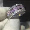 Anello per gli amanti fatto a mano Taglio principessa completo 5A Pietra zircone rosa Oro bianco riempito Anelli di fidanzamento per donna uomo Bijoux5362385