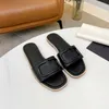 Fashion Luxury Designer Women Sandals Slippers Summer Flats Leather Printed Metal Buttons with box