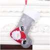 Décorations de Noël Clephan Luminal Stocking Gift Sac Gris avec des lumières Eve Decoration intérieure Pendant Drop Livrot Home Garden Fe Ot8Jo