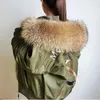 Maomaokong Natural Real cuello de piel de zorro abrigo de mujer chaqueta con forro de piel de mapache moda de invierno cálido suelto impermeable bordado parka 231222
