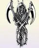 Män hänge halsband Grim Reaper Skeleton Death Hip Hop Retro Cool Rock Roll Sickle 316L Rostfritt stål Steampunk Designer Acces2347663