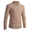 Herrtröjor män 1/4 upp casual turtleneck pullover polos höst vinter tröjor kabel stickade tröja jumpers topp