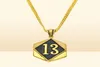 Unisexe Trendy Hip Hop Bling Bijoux Plaqué Or Chanceux Numéro 13 Pendentif Collier Cuivre Cubain Lien Chaîne Pour Hommes Femmes Glacé Ch3092250